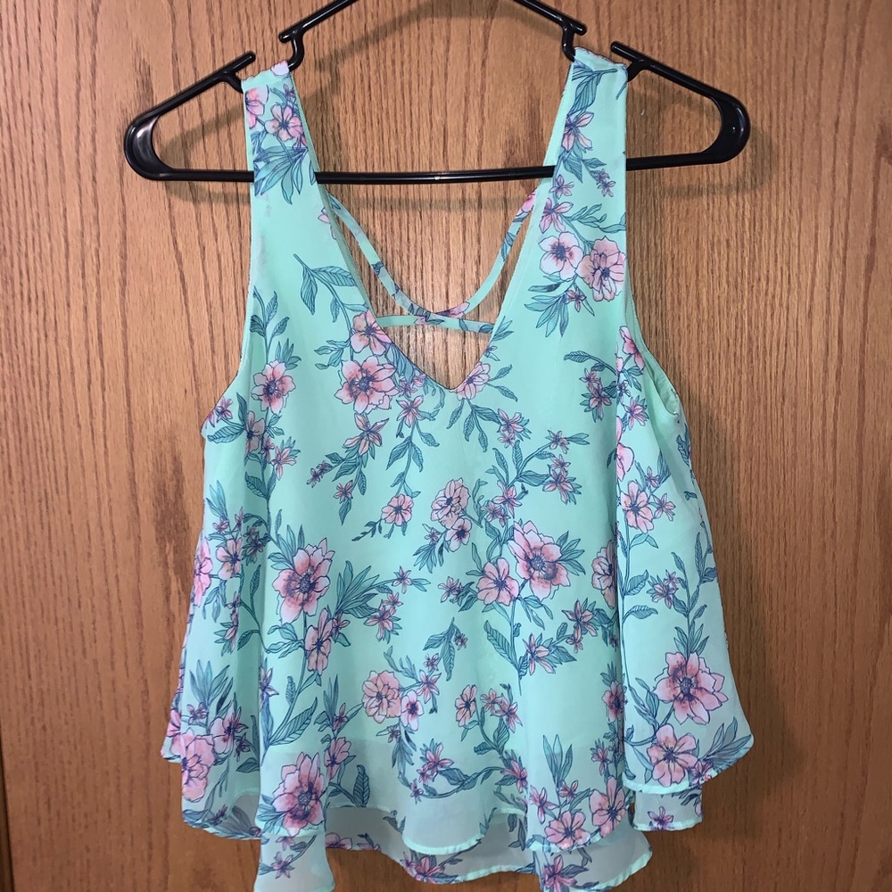 Floral Green Tank Top